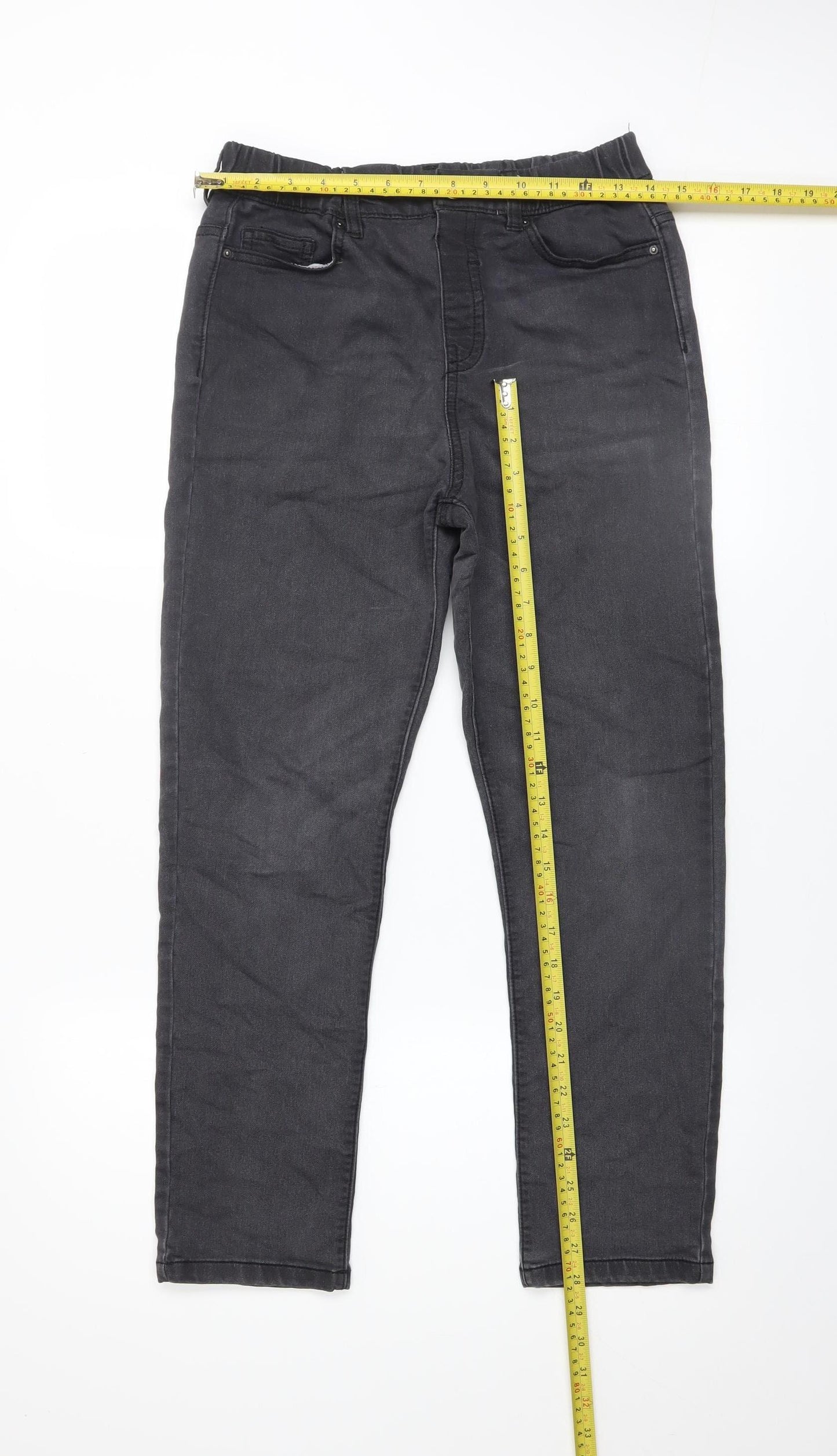 Dunnes Stores Women's Black Straight Jeans 27in Waist Elastic Fit