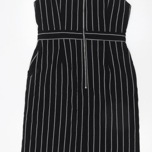 Oliver Bonas Women's Black Striped Pinafore Dress Size 12