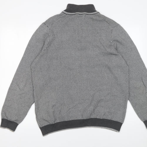 Marks and Spencer Men’s Grey Cotton Half Zip Jumper L Regular Fit Knit