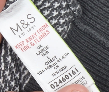 Marks and Spencer Men’s Grey Cotton Half Zip Jumper L Regular Fit Knit