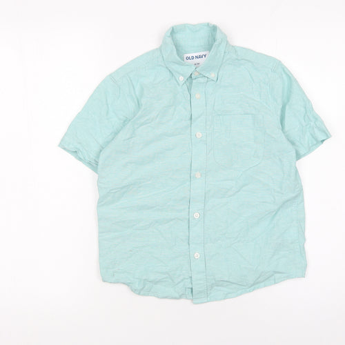 Old Navy Boys Green Button-Up Short Sleeve Cotton Shirt Size 8 Years