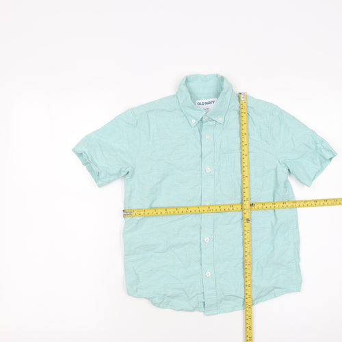 Old Navy Boys Green Button-Up Short Sleeve Cotton Shirt Size 8 Years
