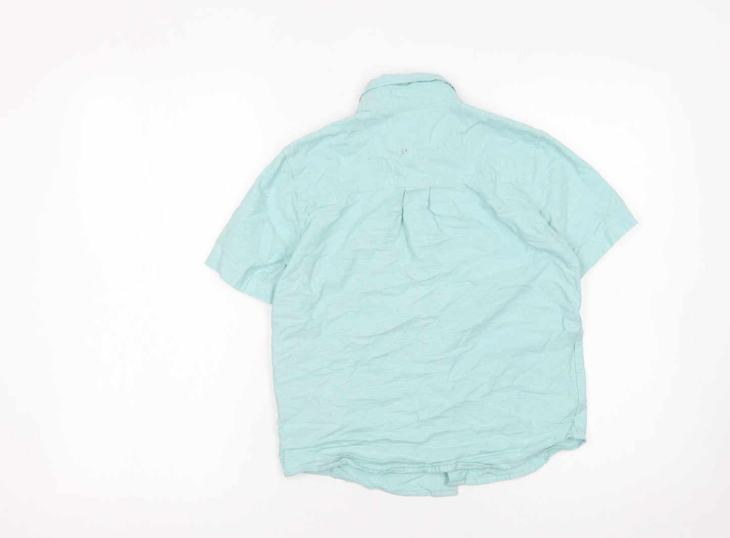 Old Navy Boys Green Button-Up Short Sleeve Cotton Shirt Size 8 Years