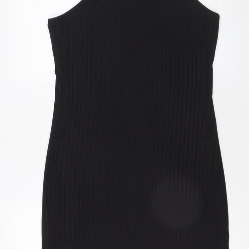 Monki Women Black Size 12 Sleeveless Halter Slip Dress