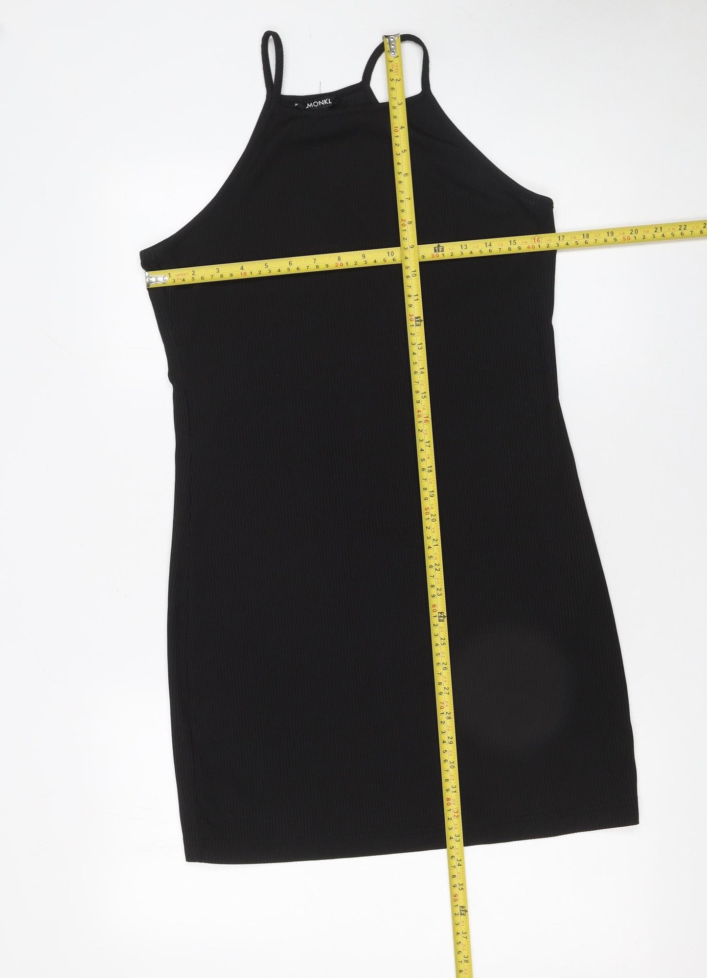 Monki Women Black Size 12 Sleeveless Halter Slip Dress