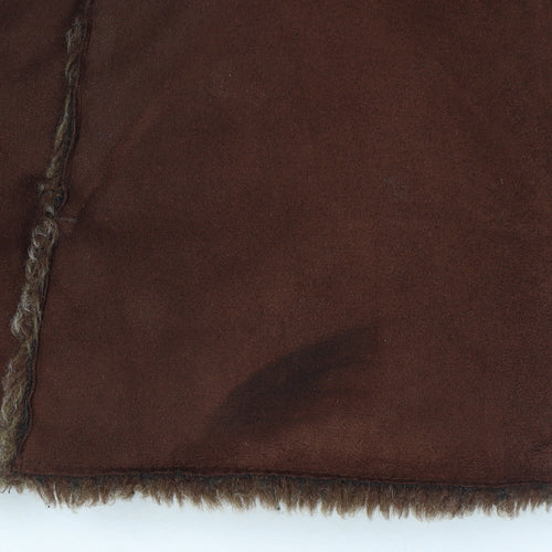 Debbie Morgan Women Brown Faux Shearling Knit Sleeve Jacket M