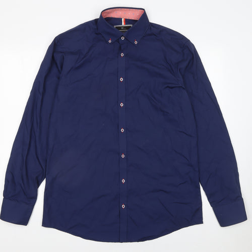 Venti Men's Blue 42 Slim Fit Long Sleeve Button-Down Cotton Dress Shirt