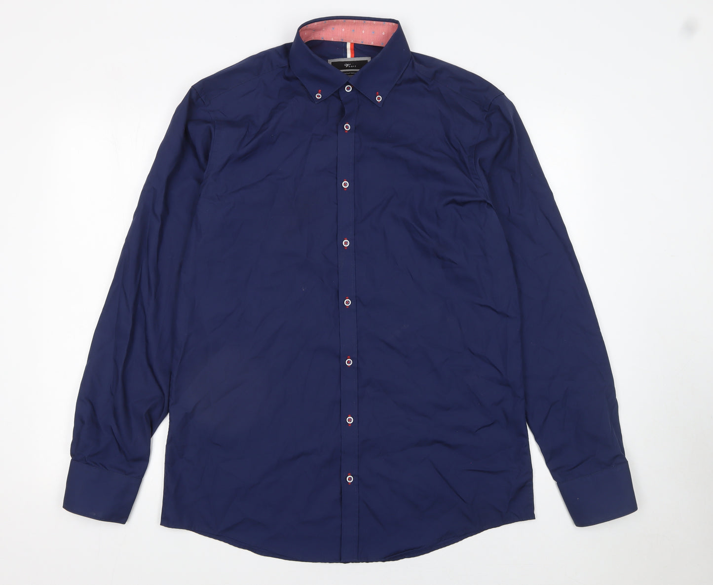 Venti Men's Blue 42 Slim Fit Long Sleeve Button-Down Cotton Dress Shirt