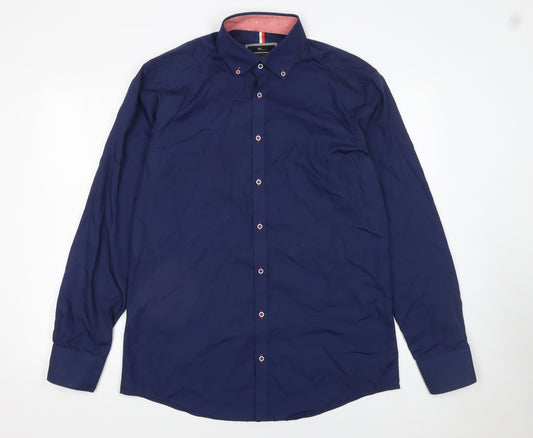 Venti Men's Blue 42 Slim Fit Long Sleeve Button-Down Cotton Dress Shirt