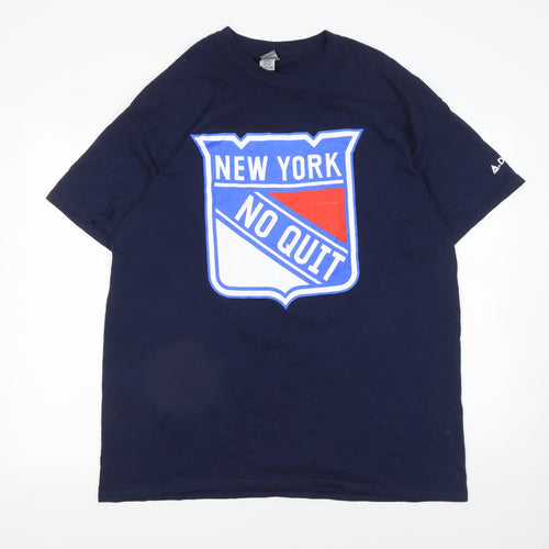 Gildan Men's Blue XL New York No Quit Graphic Sports T-Shirt
