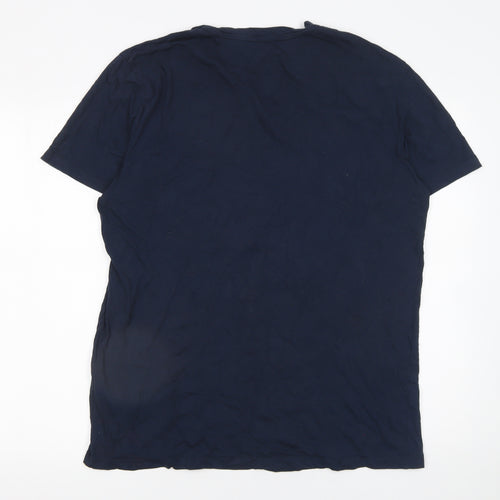 Jack & Jones Originals Men's Navy Cotton Graphic T-Shirt Regular Fit L
