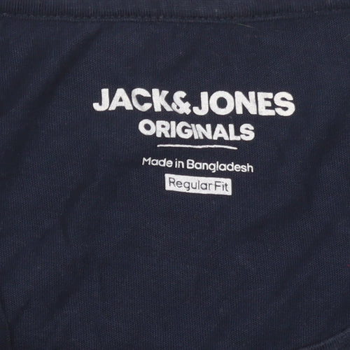 Jack & Jones Originals Men's Navy Cotton Graphic T-Shirt Regular Fit L