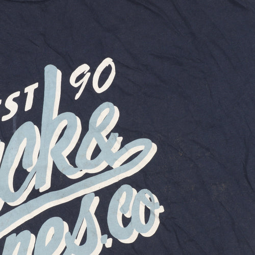 Jack & Jones Originals Men's Navy Cotton Graphic T-Shirt Regular Fit L