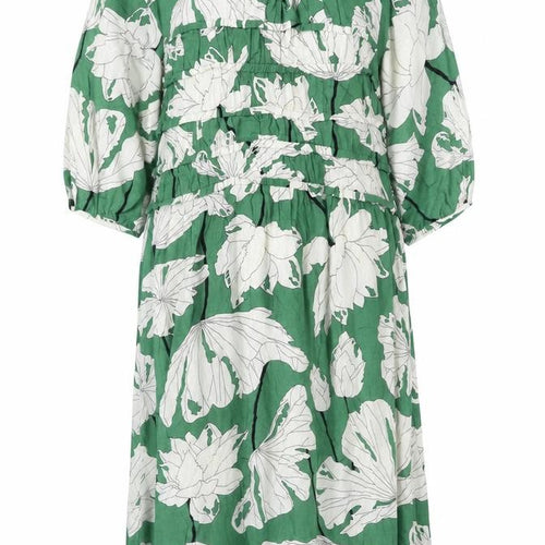 Carolyn Donnelly The Edit Womens Green Floral Cotton Knee Length A-Line Dress UK14