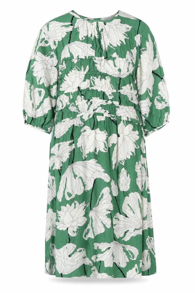 Carolyn Donnelly The Edit Womens Green Floral Cotton Knee Length A-Line Dress UK14