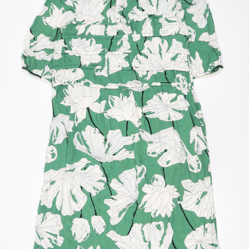 Carolyn Donnelly The Edit Womens Green Floral Cotton Knee Length A-Line Dress UK14
