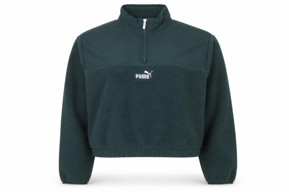 Puma Women's Green 1/4 Zip Fleece Sweatshirt Size M Classic Fit