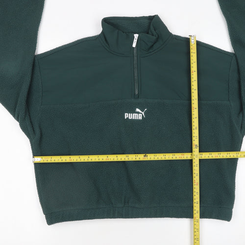 Puma Women's Green 1/4 Zip Fleece Sweatshirt Size M Classic Fit