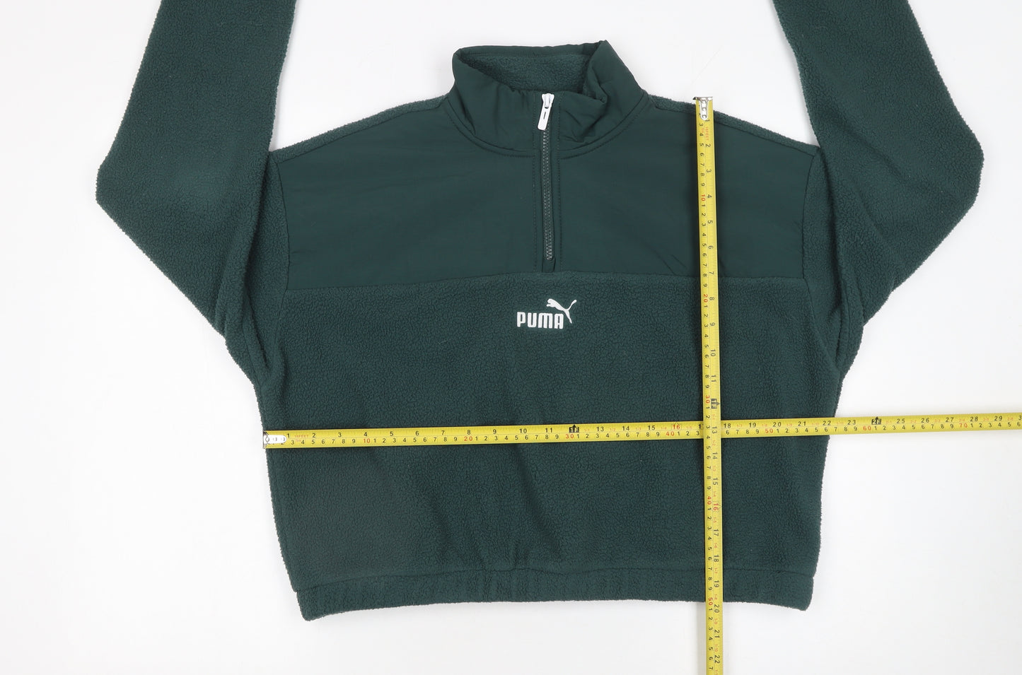 Puma Women's Green 1/4 Zip Fleece Sweatshirt Size M Classic Fit