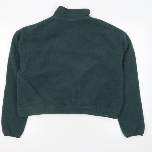 Puma Women's Green 1/4 Zip Fleece Sweatshirt Size M Classic Fit