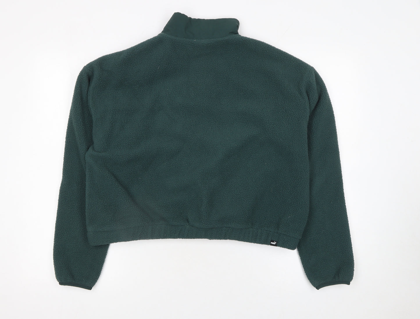 Puma Women's Green 1/4 Zip Fleece Sweatshirt Size M Classic Fit