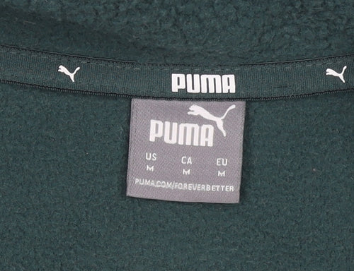 Puma Women's Green 1/4 Zip Fleece Sweatshirt Size M Classic Fit