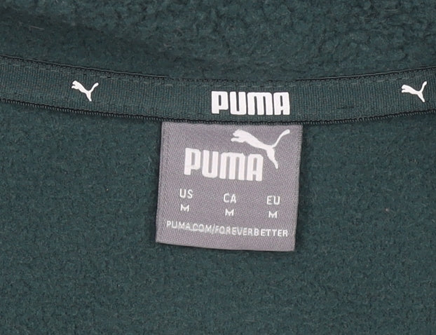 Puma Women's Green 1/4 Zip Fleece Sweatshirt Size M Classic Fit