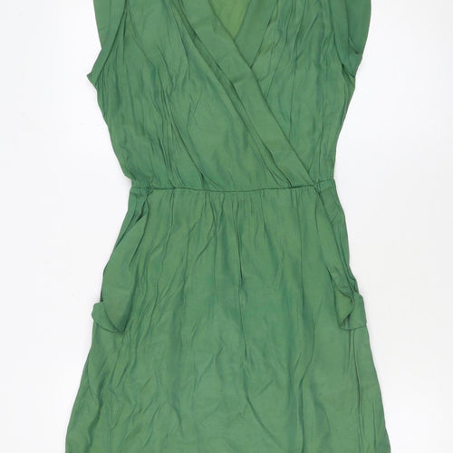 Louche Women Green Size 10 Sleeveless Short Wrap Dress