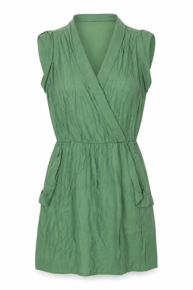 Louche Women Green Size 10 Sleeveless Short Wrap Dress