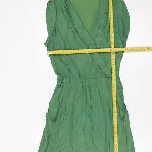 Louche Women Green Size 10 Sleeveless Short Wrap Dress