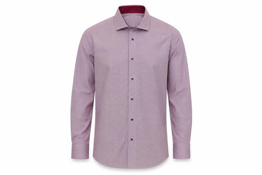 Front view of The White Company Men's Pink Check Tapered Cotton Blend Long Sleeve Button-Up Shirt 16.5in
