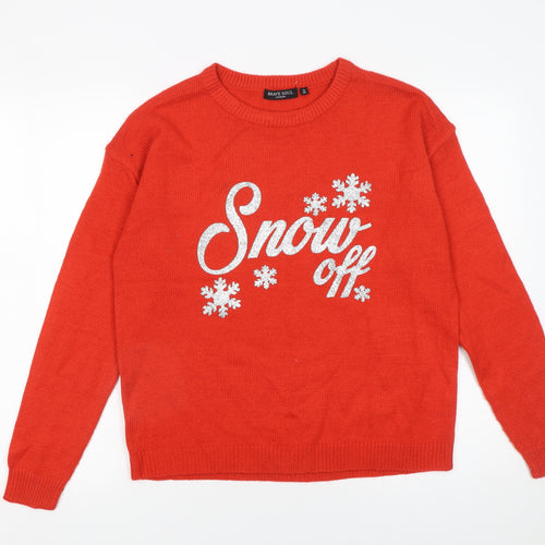 Brave Soul Womens Red Christmas Crew Neck Jumper Size S 12