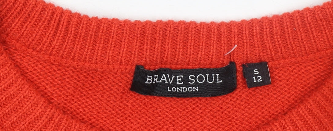 Brave Soul Womens Red Christmas Crew Neck Jumper Size S 12