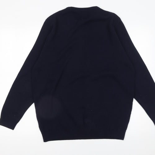 Boohoo Men’s Blue Christmas Peek-a-Boo Jumper Medium Crew Neck