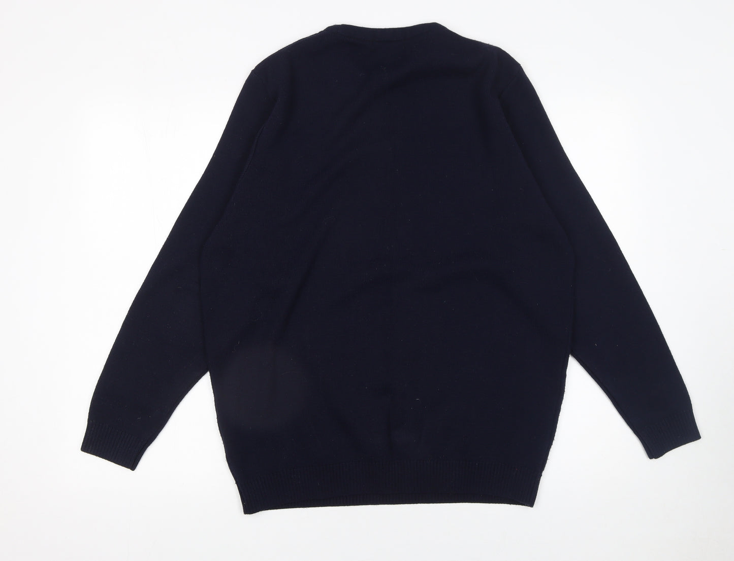 Boohoo Men’s Blue Christmas Peek-a-Boo Jumper Medium Crew Neck