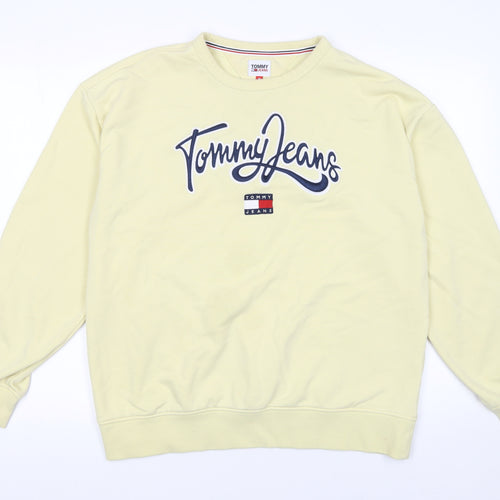 Tommy Jeans Men's Yellow Crew Neck Sweatshirt M Regular Fit