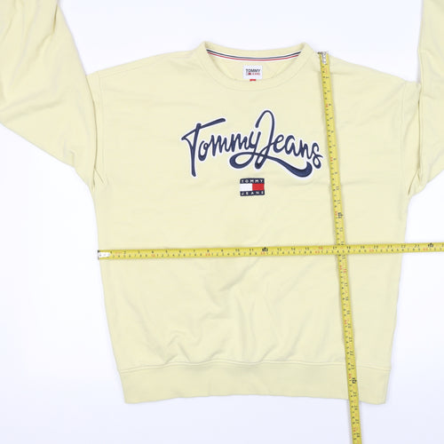 Tommy Jeans Men's Yellow Crew Neck Sweatshirt M Regular Fit