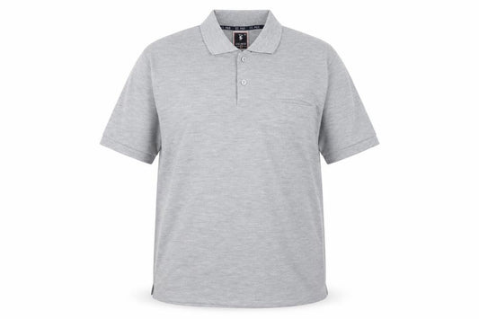 Front view of ICE POLO Men's Grey Cotton Blend Regular Fit Short Sleeve Polo Shirt XL