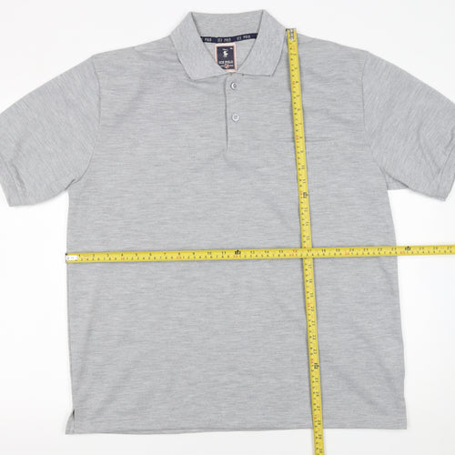 ICE POLO Men's Grey Cotton Blend Regular Fit Short Sleeve Polo Shirt XL