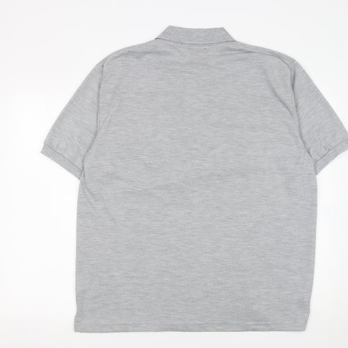 ICE POLO Men's Grey Cotton Blend Regular Fit Short Sleeve Polo Shirt XL