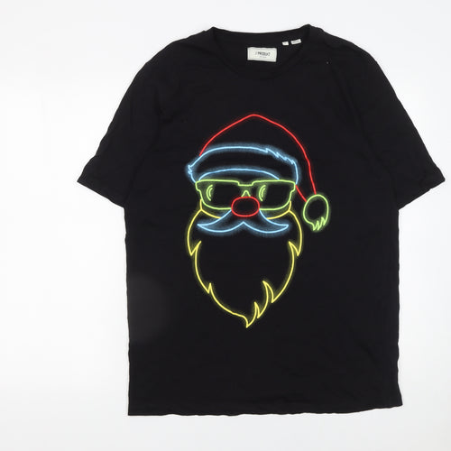 PRODUKT Men's Black Christmas Santa Graphic Cotton T-Shirt Size L