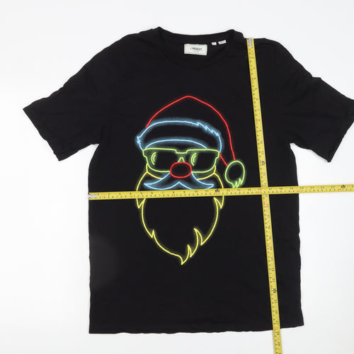 PRODUKT Men's Black Christmas Santa Graphic Cotton T-Shirt Size L
