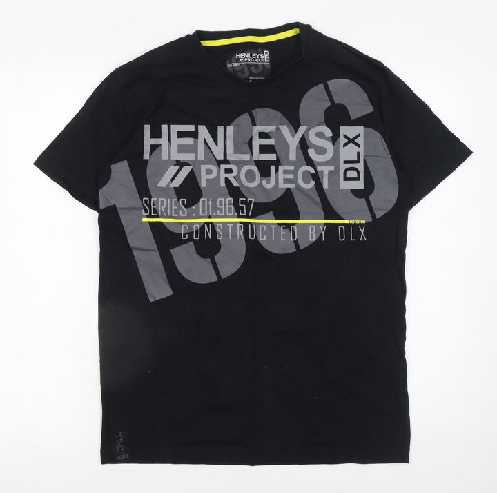 Henleys Project DLX Men's Black Graphic Print Cotton T-Shirt Size M