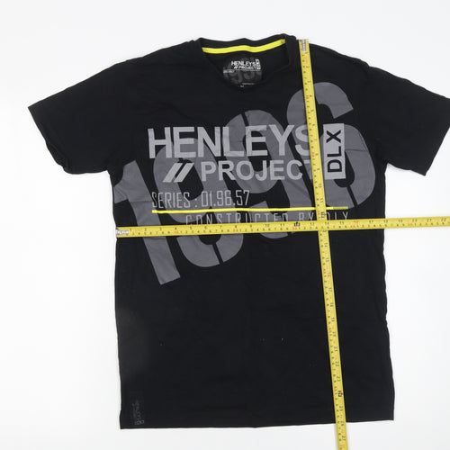 Henleys Project DLX Men's Black Graphic Print Cotton T-Shirt Size M