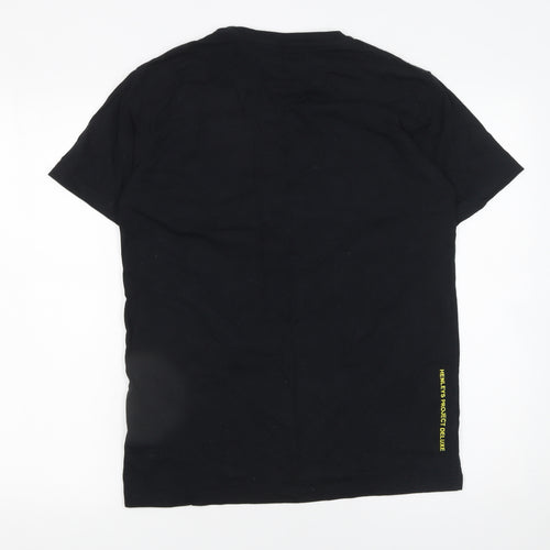 Henleys Project DLX Men's Black Graphic Print Cotton T-Shirt Size M