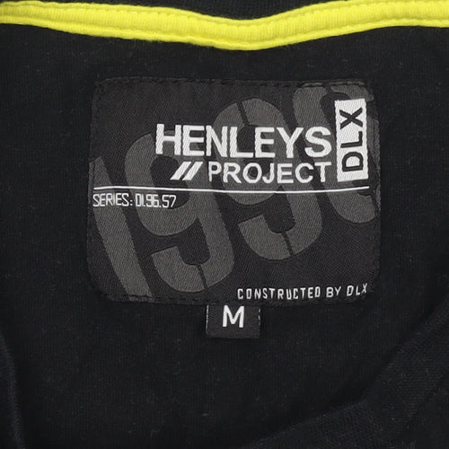 Henleys Project DLX Men's Black Graphic Print Cotton T-Shirt Size M