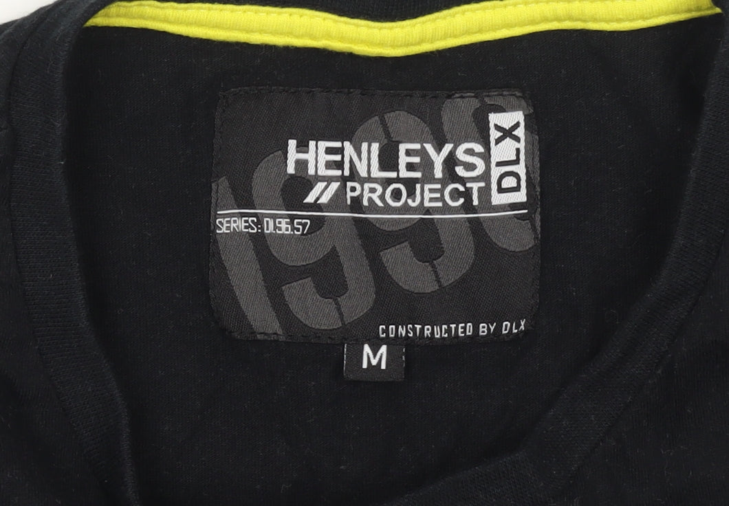 Henleys Project DLX Men's Black Graphic Print Cotton T-Shirt Size M