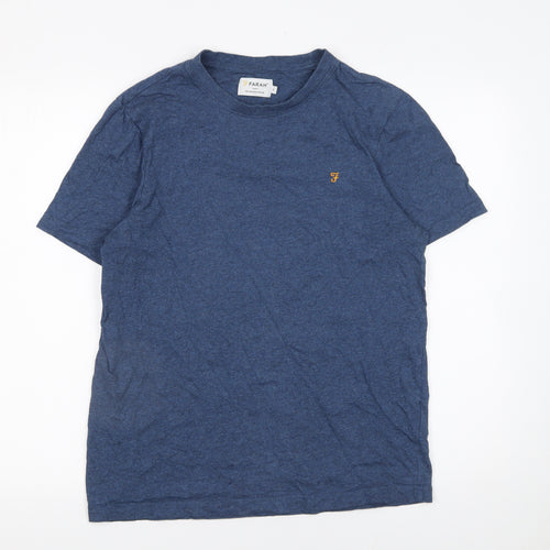 Farah Men's Blue Organic Cotton Short Sleeve Crew Neck T-Shirt Size S
