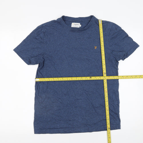 Farah Men's Blue Organic Cotton Short Sleeve Crew Neck T-Shirt Size S