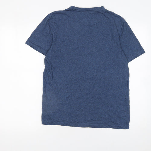 Farah Men's Blue Organic Cotton Short Sleeve Crew Neck T-Shirt Size S
